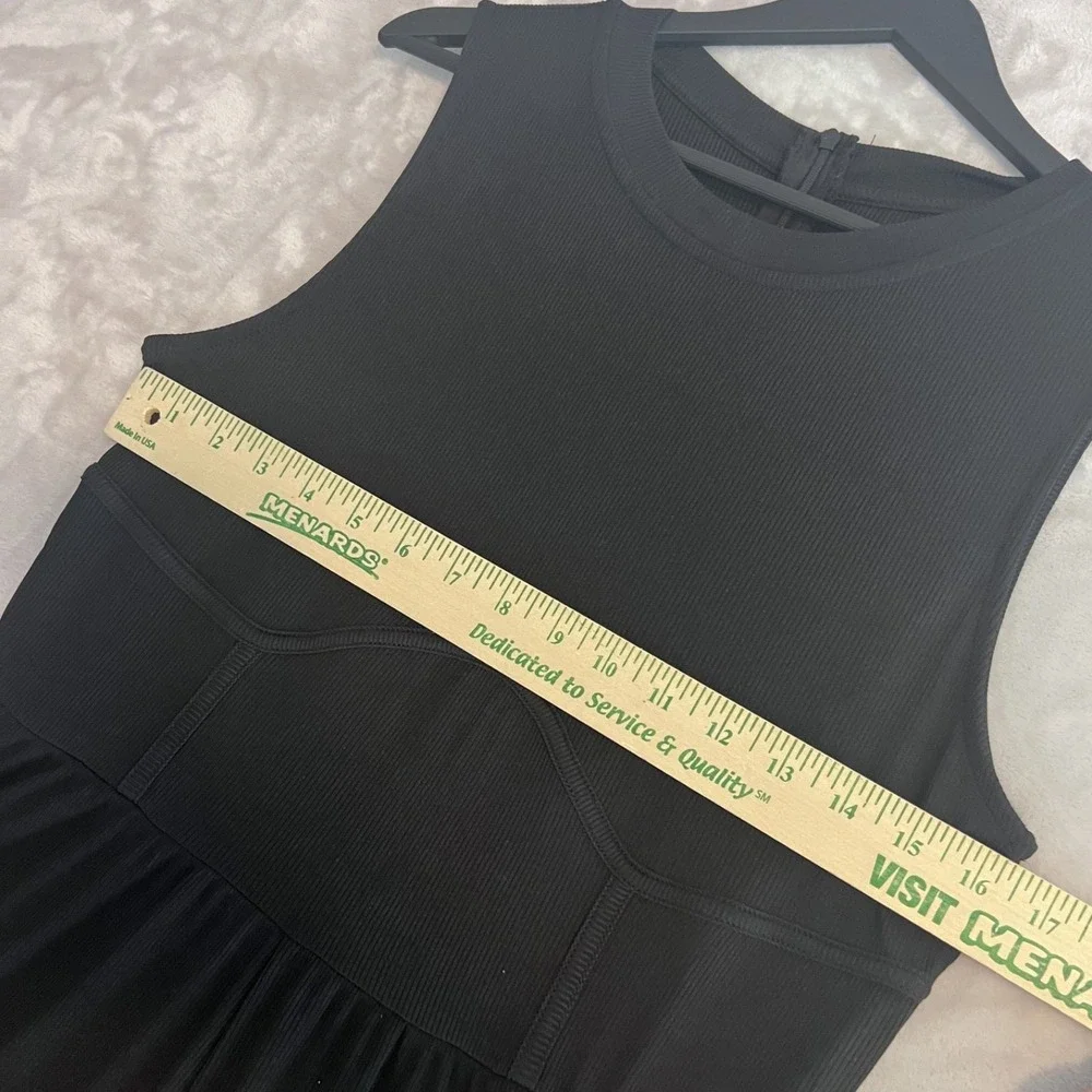 Cider Jumpsuit Womens XL Black Wide Leg Ribbed Stretch Minimalist Travel Comfort